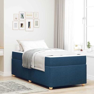 vidaXL Bettrahmen mit Matratze Blau 90 x 190 cm Stoff - Blau vidaXL Bettrahmen mit Matratze Blau 90 x 190 cm Stoff - Blau