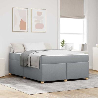 vidaXL Bettrahmen mit Matratze Hellgrau 160 x 200 cm Stoff - Hellgrau vidaXL Bettrahmen mit Matratze Hellgrau 160 x 200 cm Stoff - Hellgrau