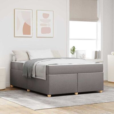 vidaXL Bettrahmen mit Matratze Taupe 160 x 200 cm Stoff - Taupe vidaXL Bettrahmen mit Matratze Taupe 160 x 200 cm Stoff - Taupe