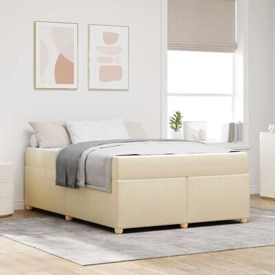 vidaXL Bettrahmen mit Matratze Creme 160 x 200 cm Stoff - Creme vidaXL Bettrahmen mit Matratze Creme 160 x 200 cm Stoff - Creme