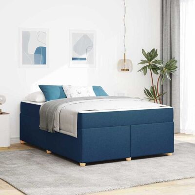 vidaXL Bettrahmen mit Matratze Blau 160 x 200 cm Stoff - Blau vidaXL Bettrahmen mit Matratze Blau 160 x 200 cm Stoff - Blau