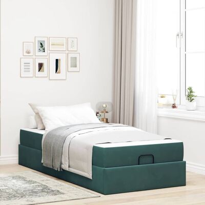 vidaXL Bettgestell mit Matratze 2 pcs Grün Samt - Grün vidaXL Bettgestell mit Matratze 2 pcs Grün Samt - Grün