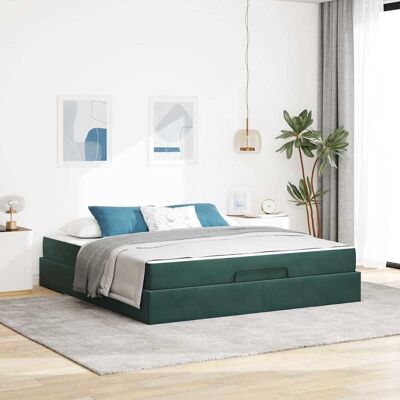 vidaXL Bettgestell mit Matratze 2 pcs Grün Samt - Grün vidaXL Bettgestell mit Matratze 2 pcs Grün Samt - Grün