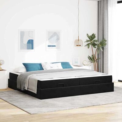 vidaXL Bettgestell mit Matratze mit Matratze 2 pcs Schwarz Samt - Schwarz vidaXL Bettgestell mit Matratze mit Matratze 2 pcs Schwarz Samt - Schwarz