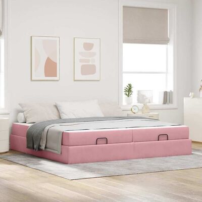 vidaXL Bettgestell mit Matratze mit Matratze 2 pcs Rosa Samt - Rosa vidaXL Bettgestell mit Matratze mit Matratze 2 pcs Rosa Samt - Rosa
