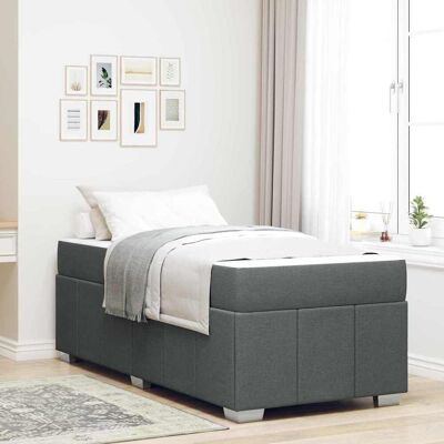 vidaXL Bettrahmen mit Matratze Dunkelgrau 90 x 190 cm Stoff - Grau vidaXL Bettrahmen mit Matratze Dunkelgrau 90 x 190 cm Stoff - Grau