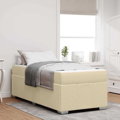 vidaXL Bettrahmen mit Matratze Creme 90 x 190 cm Stoff - Creme vidaXL Bettrahmen mit Matratze Creme 90 x 190 cm Stoff - Creme