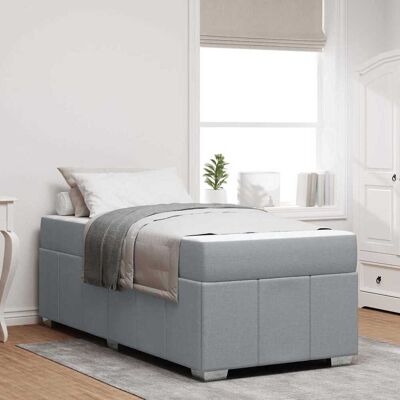 vidaXL Bettrahmen mit Matratze Hellgrau 90 x 200 cm Stoff - Grau vidaXL Bettrahmen mit Matratze Hellgrau 90 x 200 cm Stoff - Grau
