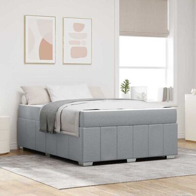 vidaXL Bettrahmen mit Matratze Hellgrau 160 x 200 cm Stoff - Grau vidaXL Bettrahmen mit Matratze Hellgrau 160 x 200 cm Stoff - Grau