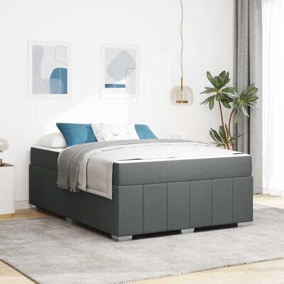 vidaXL Bettrahmen mit Matratze Dunkelgrau 160 x 200 cm Stoff - Grau vidaXL Bettrahmen mit Matratze Dunkelgrau 160 x 200 cm Stoff - Grau