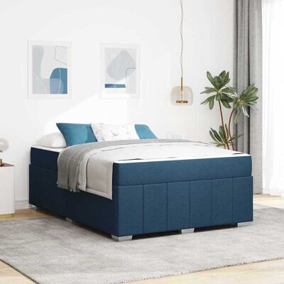 vidaXL Bettrahmen mit Matratze Blau 160 x 200 cm Stoff - Blau vidaXL Bettrahmen mit Matratze Blau 160 x 200 cm Stoff - Blau