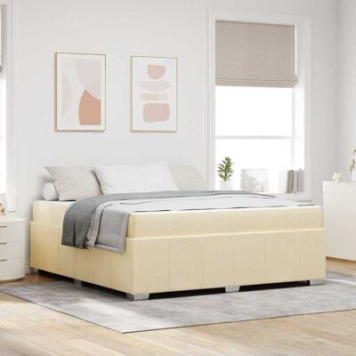 vidaXL Bettrahmen mit Matratze Creme 180 x 200 cm Stoff - Creme vidaXL Bettrahmen mit Matratze Creme 180 x 200 cm Stoff - Creme