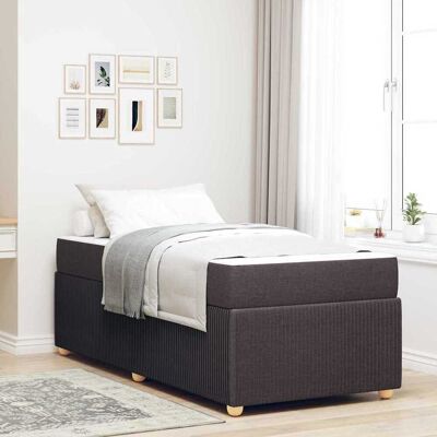 vidaXL Bettrahmen mit Matratze Dunkelbraun 80 x 200 cm Stoff - Braun vidaXL Bettrahmen mit Matratze Dunkelbraun 80 x 200 cm Stoff - Braun
