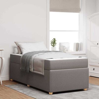 vidaXL Bettrahmen mit Matratze Taupe 80 x 200 cm Stoff - Taupe vidaXL Bettrahmen mit Matratze Taupe 80 x 200 cm Stoff - Taupe