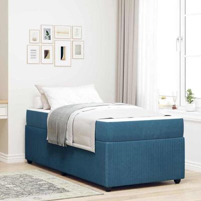 vidaXL Bettrahmen mit Matratze Blau 80 x 200 cm Stoff - Blau vidaXL Bettrahmen mit Matratze Blau 80 x 200 cm Stoff - Blau