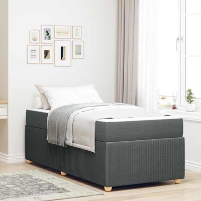 vidaXL Bettrahmen mit Matratze Dunkelgrau 90 x 190 cm Stoff - Grau vidaXL Bettrahmen mit Matratze Dunkelgrau 90 x 190 cm Stoff - Grau