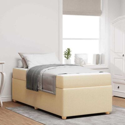 vidaXL Bettrahmen mit Matratze Creme 90 x 190 cm Stoff - Creme vidaXL Bettrahmen mit Matratze Creme 90 x 190 cm Stoff - Creme