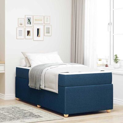 vidaXL Bettrahmen mit Matratze Blau 90 x 190 cm Stoff - Blau vidaXL Bettrahmen mit Matratze Blau 90 x 190 cm Stoff - Blau