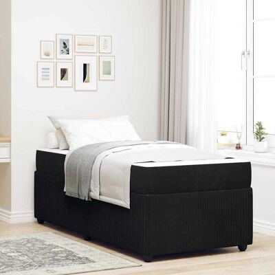 vidaXL Bettrahmen mit Matratze Schwarz 90 x 190 cm Stoff - Schwarz vidaXL Bettrahmen mit Matratze Schwarz 90 x 190 cm Stoff - Schwarz