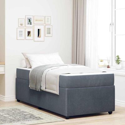 vidaXL Bettrahmen mit Matratze Dunkelgrau 100 x 200 cm Stoff - Grau vidaXL Bettrahmen mit Matratze Dunkelgrau 100 x 200 cm Stoff - Grau