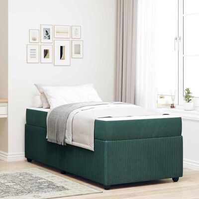 vidaXL Bettrahmen mit Matratze Dunkelgrün 100 x 200 cm Stoff - Grün vidaXL Bettrahmen mit Matratze Dunkelgrün 100 x 200 cm Stoff - Grün