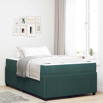 vidaXL Bettrahmen mit Matratze Dunkelgrün 120 x 190 cm Stoff - Grün vidaXL Bettrahmen mit Matratze Dunkelgrün 120 x 190 cm Stoff - Grün