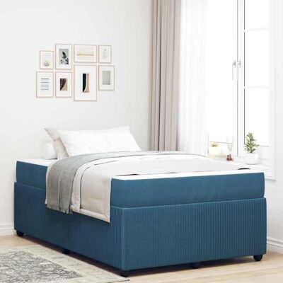 vidaXL Bettrahmen mit Matratze Blau 120 x 190 cm Stoff - Blau vidaXL Bettrahmen mit Matratze Blau 120 x 190 cm Stoff - Blau