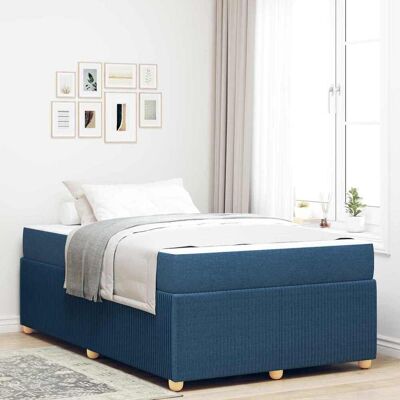 vidaXL Bettrahmen mit Matratze Blau 120 x 200 cm Stoff - Blau vidaXL Bettrahmen mit Matratze Blau 120 x 200 cm Stoff - Blau