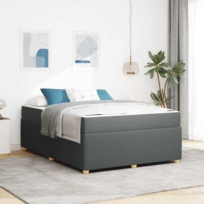 vidaXL Bettrahmen mit Matratze Dunkelgrau 140 x 200 cm Stoff - Grau vidaXL Bettrahmen mit Matratze Dunkelgrau 140 x 200 cm Stoff - Grau