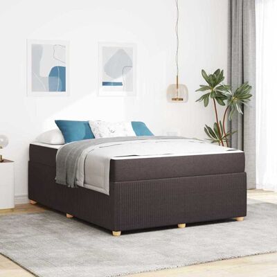 vidaXL Bettrahmen mit Matratze Dunkelbraun 140 x 200 cm Stoff - Braun vidaXL Bettrahmen mit Matratze Dunkelbraun 140 x 200 cm Stoff - Braun