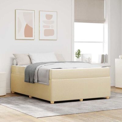 vidaXL Bettrahmen mit Matratze Creme 140 x 200 cm Stoff - Creme vidaXL Bettrahmen mit Matratze Creme 140 x 200 cm Stoff - Creme