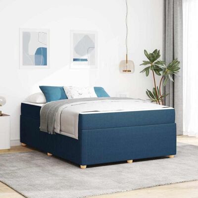 vidaXL Bettrahmen mit Matratze Blau 160 x 200 cm Stoff - Blau vidaXL Bettrahmen mit Matratze Blau 160 x 200 cm Stoff - Blau