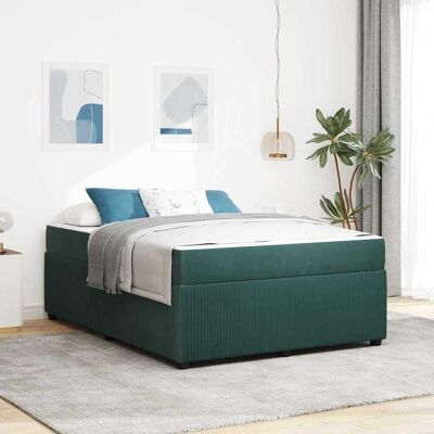 vidaXL Bettrahmen mit Matratze Dunkelgrün 160 x 200 cm Stoff - Grün vidaXL Bettrahmen mit Matratze Dunkelgrün 160 x 200 cm Stoff - Grün