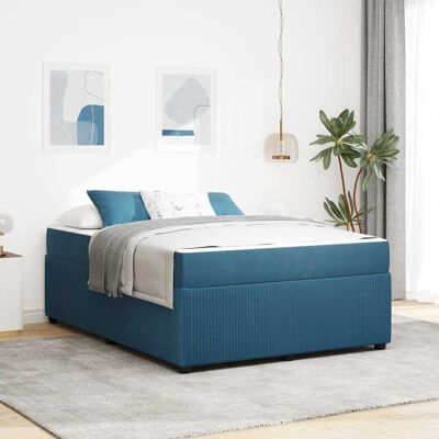 vidaXL Bettrahmen mit Matratze Blau 160 x 200 cm Stoff - Blau vidaXL Bettrahmen mit Matratze Blau 160 x 200 cm Stoff - Blau