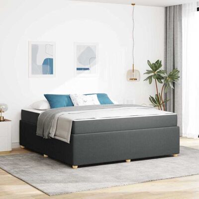 vidaXL Bettrahmen mit Matratze Dunkelgrau 180 x 200 cm Stoff - Grau vidaXL Bettrahmen mit Matratze Dunkelgrau 180 x 200 cm Stoff - Grau