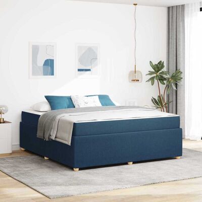 vidaXL Bettrahmen mit Matratze Blau 180 x 200 cm Stoff - Blau vidaXL Bettrahmen mit Matratze Blau 180 x 200 cm Stoff - Blau