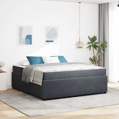 vidaXL Bettrahmen mit Matratze Dunkelgrau 180 x 200 cm Stoff - Grau vidaXL Bettrahmen mit Matratze Dunkelgrau 180 x 200 cm Stoff - Grau