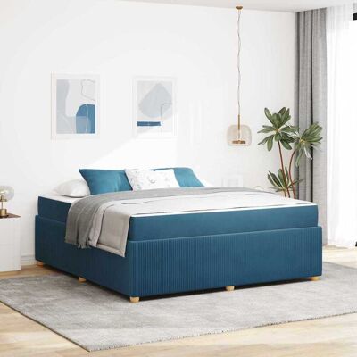 vidaXL Bettrahmen mit Matratze Blau 180 x 200 cm Stoff - Blau vidaXL Bettrahmen mit Matratze Blau 180 x 200 cm Stoff - Blau