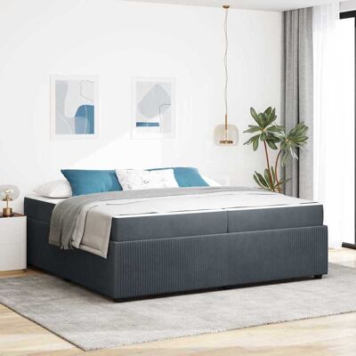 vidaXL Bettrahmen mit Matratze Dunkelgrau 200 x 200 cm Stoff - Grau vidaXL Bettrahmen mit Matratze Dunkelgrau 200 x 200 cm Stoff - Grau