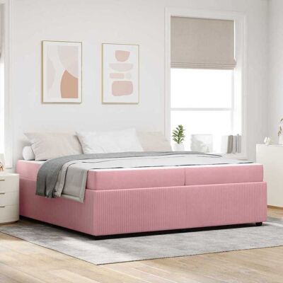 vidaXL Bettrahmen mit Matratze Rosa 200 x 200 cm Stoff - Rosa vidaXL Bettrahmen mit Matratze Rosa 200 x 200 cm Stoff - Rosa