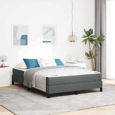 vidaXL Boxspringbett mit Matratze Dunkelgrau 140 x 200 cm Stoff - Grau vidaXL Boxspringbett mit Matratze Dunkelgrau 140 x 200 cm Stoff - Grau