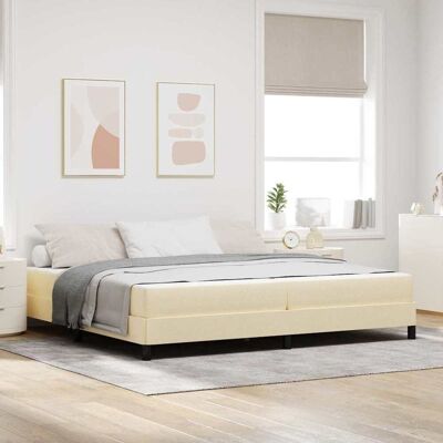vidaXL Boxspringbett mit Matratze Creme 200 x 200 cm Stoff - Creme vidaXL Boxspringbett mit Matratze Creme 200 x 200 cm Stoff - Creme