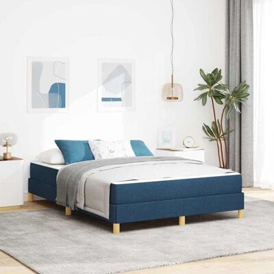 vidaXL Boxspringbett mit Matratze Blau 140 x 190 cm Stoff - Blau vidaXL Boxspringbett mit Matratze Blau 140 x 190 cm Stoff - Blau