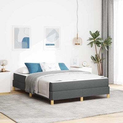vidaXL Boxspringbett mit Matratze Dunkelgrau 160 x 200 cm Stoff - Grau vidaXL Boxspringbett mit Matratze Dunkelgrau 160 x 200 cm Stoff - Grau