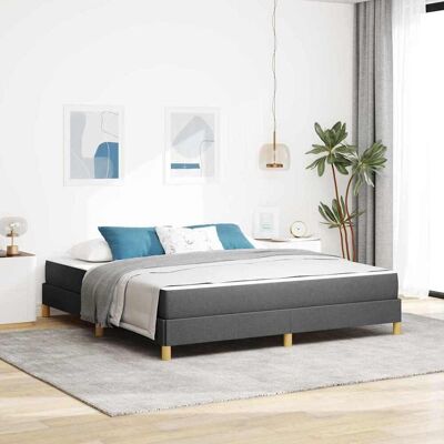 vidaXL Boxspringbett mit Matratze Dunkelgrau 180 x 200 cm Stoff - Grau vidaXL Boxspringbett mit Matratze Dunkelgrau 180 x 200 cm Stoff - Grau