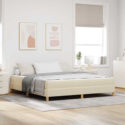 vidaXL Boxspringbett mit Matratze Creme 180 x 200 cm Stoff - Creme vidaXL Boxspringbett mit Matratze Creme 180 x 200 cm Stoff - Creme