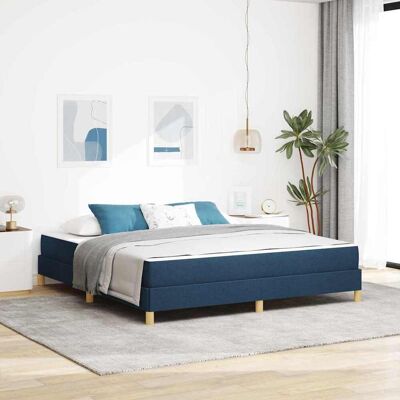 vidaXL Boxspringbett mit Matratze Blau 180 x 200 cm Stoff - Blau vidaXL Boxspringbett mit Matratze Blau 180 x 200 cm Stoff - Blau