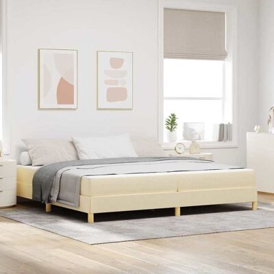 vidaXL Boxspringbett mit Matratze Creme 200 x 200 cm Stoff - Creme vidaXL Boxspringbett mit Matratze Creme 200 x 200 cm Stoff - Creme