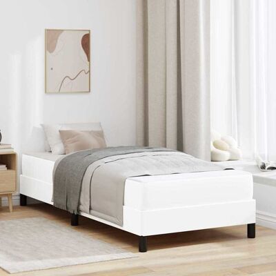 vidaXL Bettrahmen mit Matratze Reinweiß 90 x 190 cm Stoff - Weiß vidaXL Bettrahmen mit Matratze Reinweiß 90 x 190 cm Stoff - Weiß