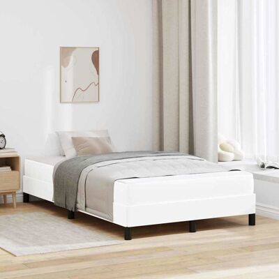 vidaXL Bettrahmen mit Matratze Reinweiß 120 x 190 cm Stoff - Weiß vidaXL Bettrahmen mit Matratze Reinweiß 120 x 190 cm Stoff - Weiß